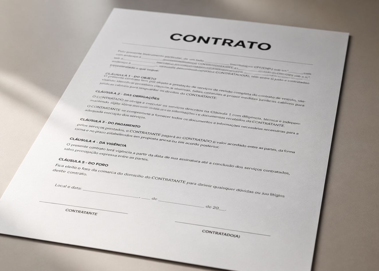 Contrato de financiamento de veículo